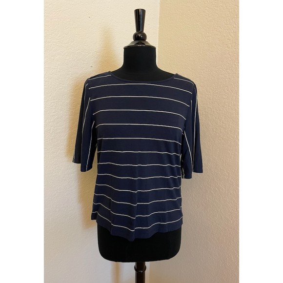 Cremieux Navy and White Stripes Top- Sz M - Picture 1 of 7